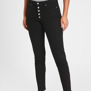 Banana Republic High Rise Straight Black Jeans